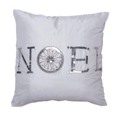 Vickerman Sequin Noel Silk Throw Pillow In White