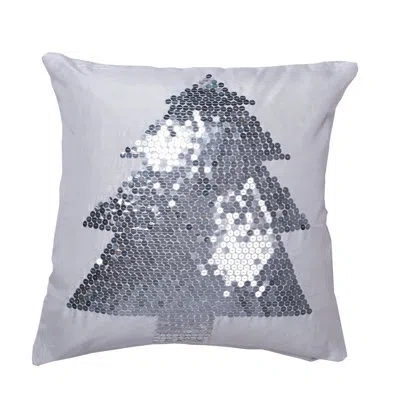 Vickerman Sequin Silk Throw Pillow In White