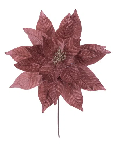 Vickerman Set Of 2 Rose Gold Poinsettia Stems In Purple