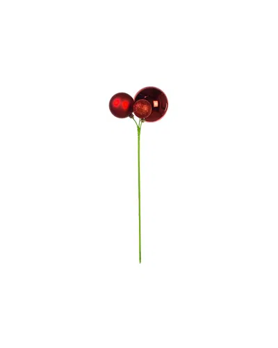 Vickerman Set Of 3 Red Ball Ornament Picks