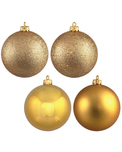 Vickerman Set Of 4 Gold 4-finish Assorted Ornaments In Brown