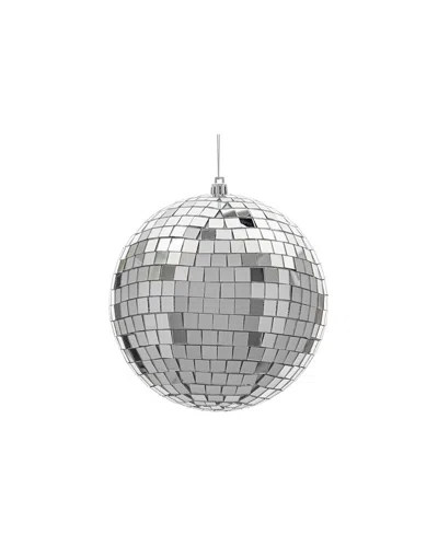 Vickerman Set Of 4 Silver 6in Mirror Ball Ornaments