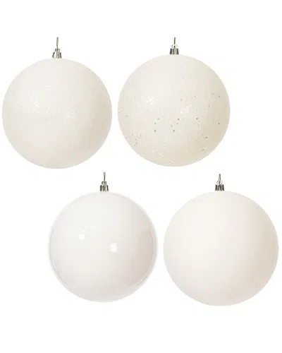 Vickerman Set Of 4 White 4-finish Assorted Ornaments In Multi