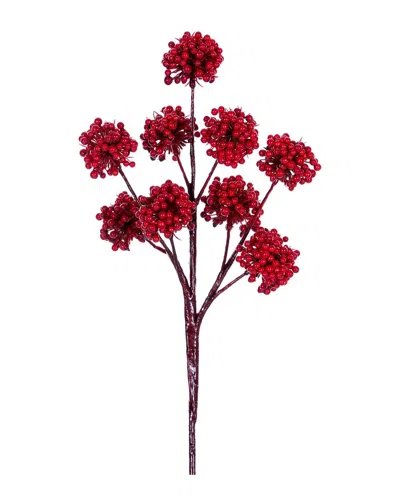 Vickerman Set Of 6 Red Pom Pom Berry Picks