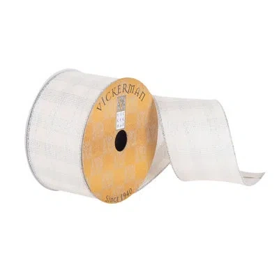 Vickerman Shimmer Plaid Ribbon In Silver