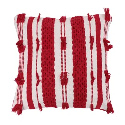 Vickerman Striped Square Throw Cushion In Red