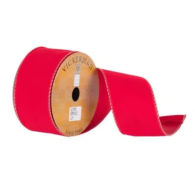 Vickerman Wired Edge Ribbon In Red,gold