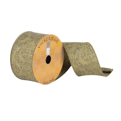Vickerman Woven Filigree Dupion Ribbon In Green