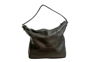 Vicki Jean Leather Design Co. Haley Leather Shoulder Bag In Charcoal In Pink
