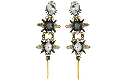 Vickisarge Women's Black / Grey / Neutrals Shining Knight Statement Earrings In Multi