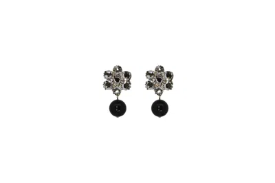 Vickisarge Women's Black / Grey / Silver Party Flower Drop Earrings