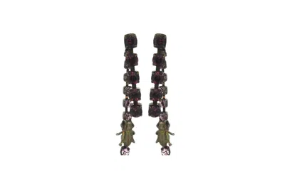 Vickisarge Women's Black / Pink / Purple Antiqued Dangling Bug Earrings