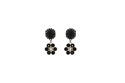 Vickisarge Women's Black / Silver Party Petal Drop Earrings