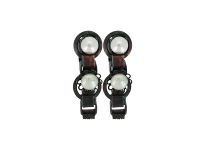 Vickisarge Women's Black / White Chain Link Pearl Earrings