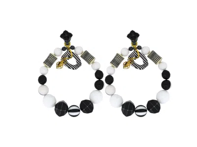 Vickisarge Women's Black / White The Jumbo Scarab Hoops - Clip