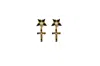 Vickisarge Women's Gold / Black The Small Cross Earrings - Clip In Multi