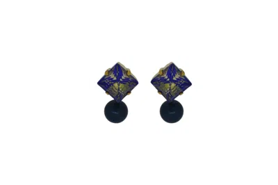 Vickisarge Women's Gold / Blue Blue Danube Square Drop Earrings