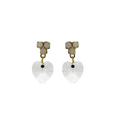 Vickisarge Women's Gold Champagne Crystal Heart Drop Earrings
