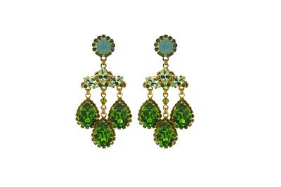 Vickisarge Women's Gold / Green Green Danube Girandole Earrings