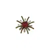 Vickisarge Women's Gold / Green / Red Yuletide Candy Cane Ring