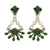 Vickisarge Women's Gold / Green Yuletide Green Burst Chandelier Earrings