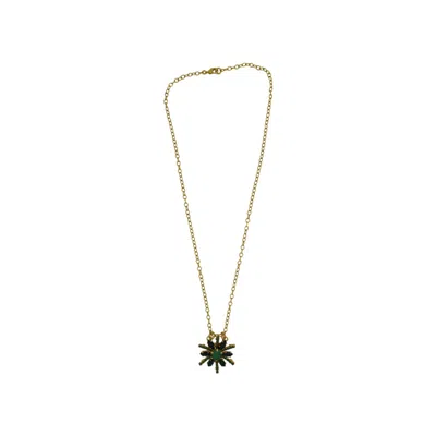 Vickisarge Women's Gold / Green Yuletide Green Burst Pendant Necklace