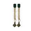 Vickisarge Women's Gold / Green Yuletide Green Fir Drop Earrings - Clip