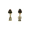 Vickisarge Women's Gold / Green Yuletide Green Lantern Charm Earrings - Pierced