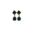 Vickisarge Women's Gold / Green Yuletide Green Pearl Drop Earrings
