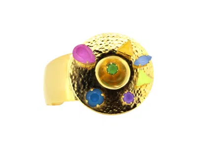 Vickisarge Women's Gold / Pink / Purple Big Gold Cuff