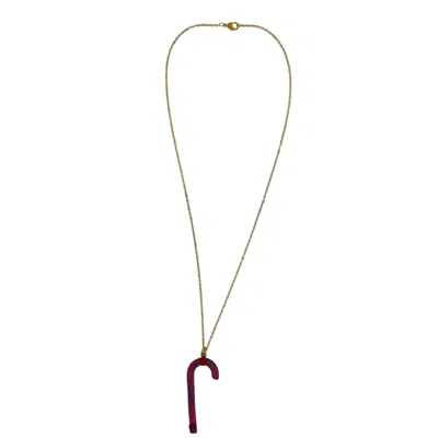 Vickisarge Women's Gold / Pink / Purple Raspberry Candy Cane Necklace