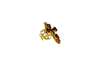 Vickisarge Women's Gold / Red The Red Cross Ring In Gold