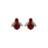 Vickisarge Women's Gold / Red Yuletide Red Baby Bee Earrings - Pierced