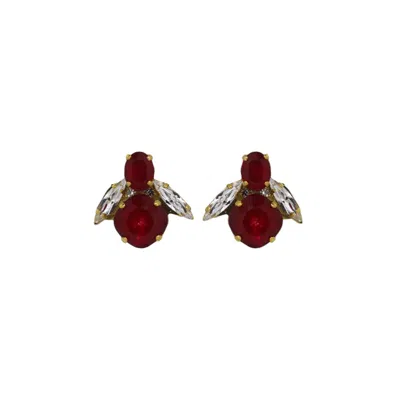 Vickisarge Women's Gold / Red Yuletide Red Baby Bee Earrings - Pierced