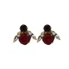 Vickisarge Women's Gold / Red Yuletide Red Big Bee Earrings - Clip