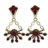 Vickisarge Women's Gold / Red Yuletide Red Burst Chandelier Earrings