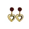 Vickisarge Women's Gold / Red Yuletide Red Heart Earrings