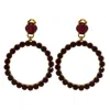 Vickisarge Women's Gold / Red Yuletide Red Hoop Earrings - Clip