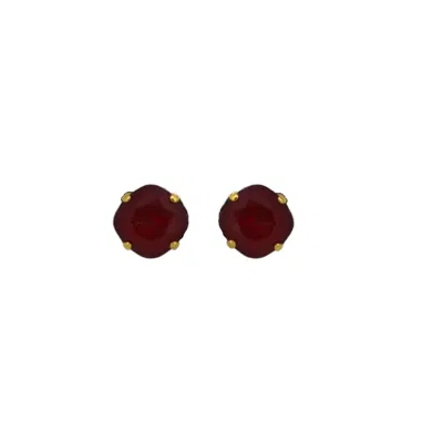 Vickisarge Women's Gold / Red Yuletide Red Large Stud Earrings In Multi
