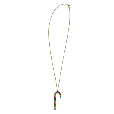 Vickisarge Women's Gold Tutti Frutti Candy Cane Necklace