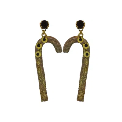 Vickisarge Women's Gold / Yellow / Orange Lemon Candy Cane Earrings