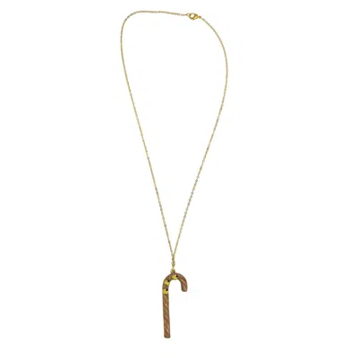 Vickisarge Women's Gold / Yellow / Orange Lemon Candy Cane Necklace