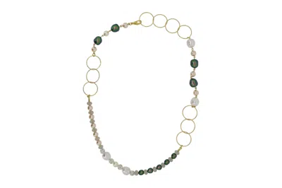 Vickisarge Women's Green / Pink / Purple Pink & Green Pearl Necklace