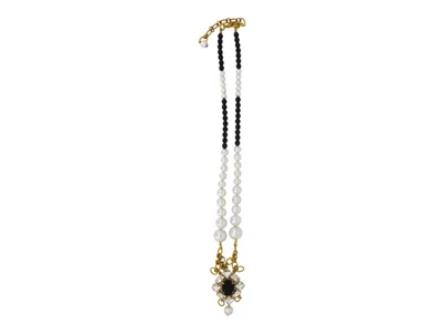 Vickisarge Women's Neutrals / Black / White Great Mirror Pearl Necklace