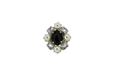 Vickisarge Women's Neutrals / Black / White The Giant Cabochon Ring