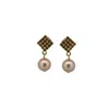 Vickisarge Women's Neutrals / Gold Champagne Pearl Drop Earrings