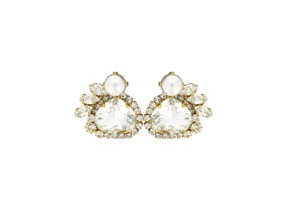 Vickisarge Women's Neutrals / Gold Clear Crystal Spikey Bee Earrings