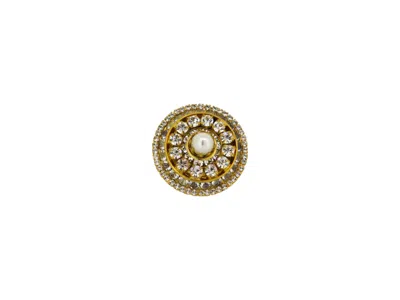 Vickisarge Women's Neutrals / Gold / White Heavenly Dome Ring In Gold