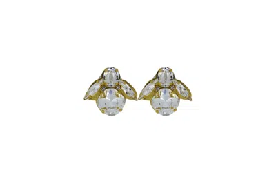 Vickisarge Women's Neutrals The Baby Clear Bee Earrings In Gold - Clip In Yellow