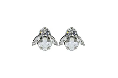 Vickisarge Women's Neutrals The Big Clear Bee Earrings In Platinum - Clip